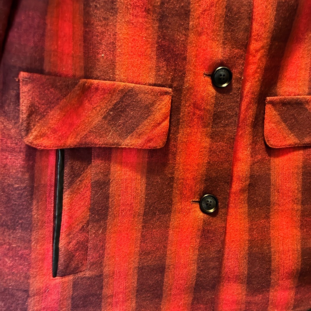 Pendleton-Red Plaid Wool Pea Coat - image 10